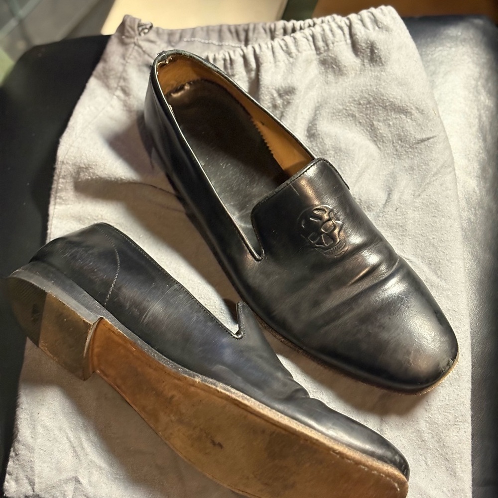 Alexander McQueen Black Leather Loafers, size 10.5-11